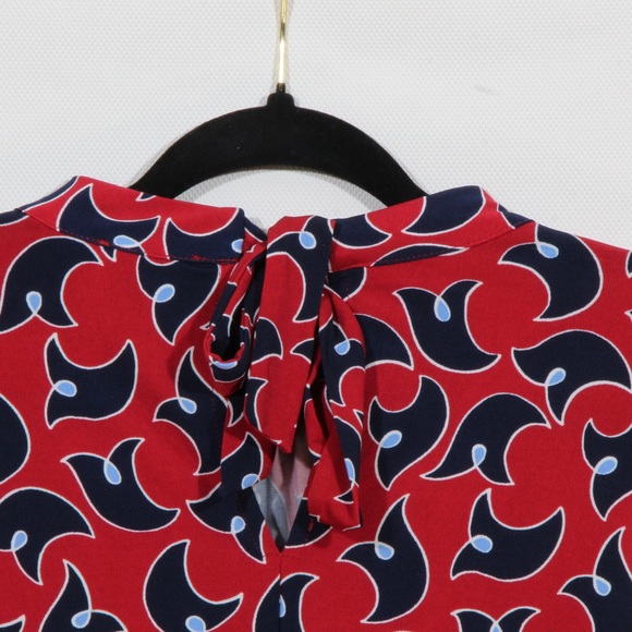 Leota Red Blue Twilight Dot Parakeet Sleeveless Midi Dress Size Medium NWT - Picture 7 of 8